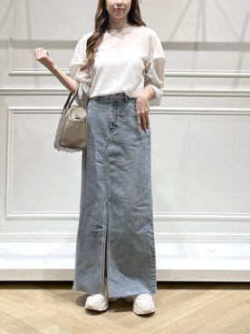 「A part by（アパートバイ）のアイテム（デニムスカート）」を使った、cocoさん（レディース・160cm）の秋コーディネート