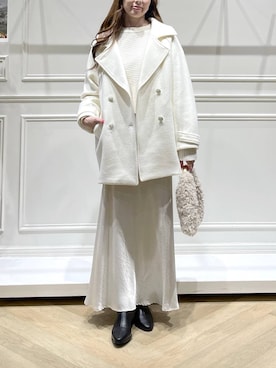 「アイテム（ピーコート）」を使った、cocoさん（レディース・160cm）の冬コーディネート