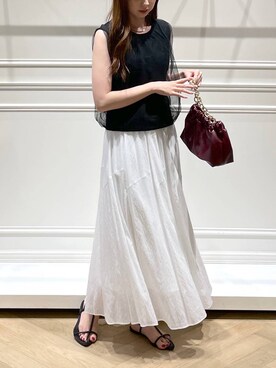 「アイテム（バッグ、レッド系）」を使った、cocoさん（レディース・160cm）の夏コーディネート