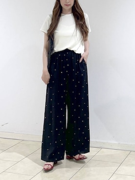 「A part by（アパートバイ）のナローストラップサンダル（サンダル、レッド系）」を使った、cocoさん（レディース・160cm）の春コーディネート