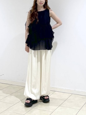 「A part by（アパートバイ）のハートモチーフバッグ（ショルダーバッグ、ブラック系）」を使った、cocoさん（レディース・160cm）の夏コーディネート