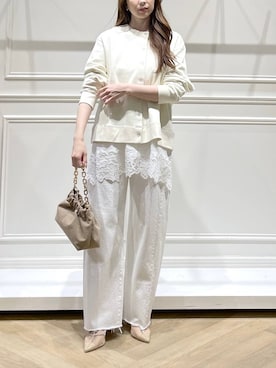 「A part by（アパートバイ）のチェーン2WAYBAG（ショルダーバッグ、ベージュ系）」を使った、cocoさん（レディース・160cm）の春コーディネート
