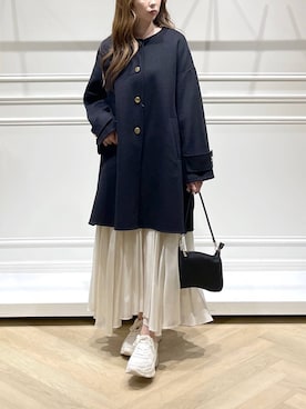 「アイテム（ノーカラーコート）」を使った、cocoさん（レディース・160cm）の秋コーディネート