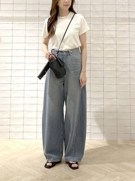 「A part by（アパートバイ）のApbコクーンデニムパンツ（デニムパンツ、ブルー系）」を使った、cocoさん（レディース・160cm）の春コーディネート
