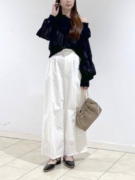 「A part by（アパートバイ）のチェーン2WAYBAG（ショルダーバッグ、ベージュ系）」を使った、cocoさん（レディース・160cm）の春コーディネート