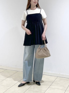 「A part by（アパートバイ）のチェーン2WAYBAG（ショルダーバッグ、ベージュ系）」を使った、cocoさん（レディース・160cm）の春コーディネート