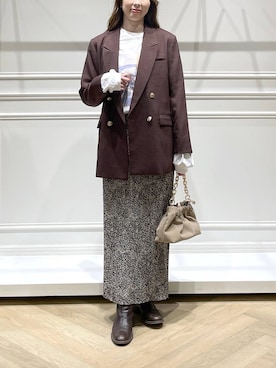 「A part by（アパートバイ）のＷライクテーラードスリットジャケット（テーラードジャケット）」を使った、cocoさん（レディース・160cm）の秋コーディネート