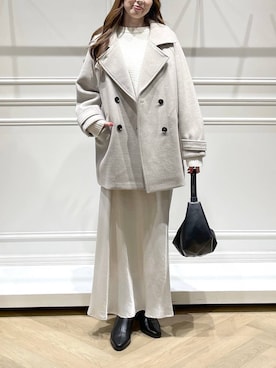 「アイテム（ピーコート、ベージュ系）」を使った、cocoさん（レディース・160cm）の冬コーディネート