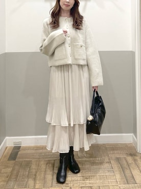「A part by（アパートバイ）のオブリークトゥショートブーツ（ブーツ、ブラック系）」を使った、cocoさん（レディース・160cm）の秋コーディネート
