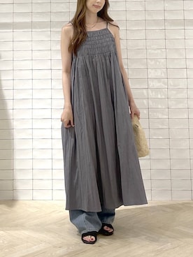「A part by（アパートバイ）のApbコクーンデニムパンツ（デニムパンツ、ブルー系）」を使った、cocoさん（レディース・160cm）の夏コーディネート