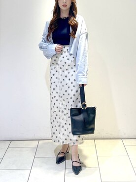 「A part by（アパートバイ）のショートオックスシャツ≪追加2≫（シャツ/ブラウス）」を使った、cocoさん（レディース・160cm）の春コーディネート