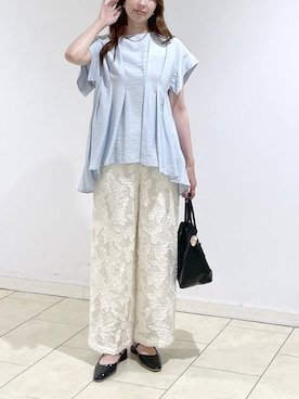 「A part by（アパートバイ）のタックデザインブラウス（シャツ/ブラウス、ブルー系）」を使った、cocoさん（レディース・160cm）の春コーディネート