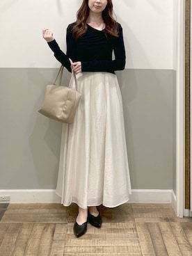 「A part by（アパートバイ）のメタルパーツパンプス（パンプス、ブラック系）」を使った、cocoさん（レディース・160cm）の秋コーディネート