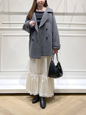 「アイテム（ピーコート）」を使った、cocoさん（レディース・160cm）の秋コーディネート