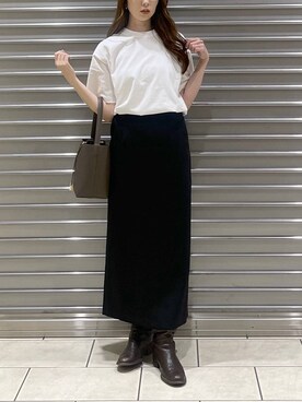 「VELETTO（ベレット）の【セレクト】VELETTO_バケツトート（ショルダーバッグ、ブラウン系）」を使った、cocoさん（レディース・160cm）の冬コーディネート