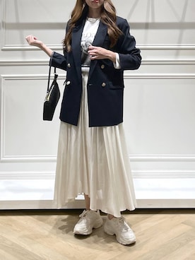 「A part by（アパートバイ）のＷライクテーラードスリットジャケット（テーラードジャケット）」を使った、cocoさん（レディース・160cm）の秋コーディネート