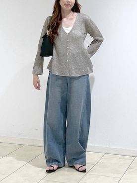 「A part by（アパートバイ）のApbコクーンデニムパンツ（デニムパンツ、ブルー系）」を使った、cocoさん（レディース・160cm）の春コーディネート