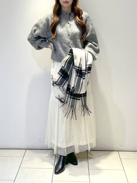 「A part by（アパートバイ）のアイテム（ストール/ショール）」を使った、cocoさん（レディース・160cm）の冬コーディネート