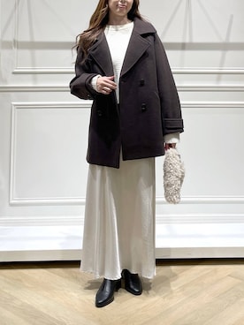 「アイテム（ピーコート）」を使った、cocoさん（レディース・160cm）の冬コーディネート