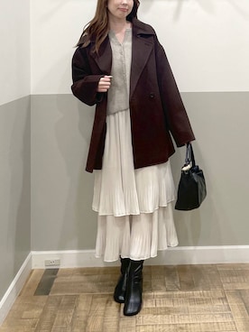 「A part by（アパートバイ）のオブリークトゥショートブーツ（ブーツ、ブラック系）」を使った、cocoさん（レディース・160cm）の秋コーディネート