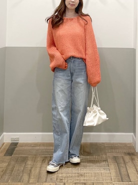 「A part by（アパートバイ）のキンチャクミニショルダバッグ（ショルダーバッグ、ホワイト系）」を使った、cocoさん（レディース・160cm）の秋コーディネート