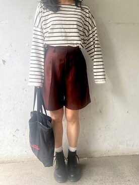 「LOWRYS FARM（ローリーズファーム）のアイテム（カーゴパンツ、ブラウン系）」を使った、tohanさん（レディース・161cm）の春コーディネート