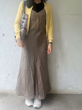 「Mila Owen（ミラオーウェン）のアイテム（ワンピース、ブラウン系）」を使った、tohanさん（レディース・161cm）の春コーディネート