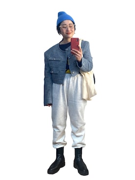 「春服デビュー宣言」｜「アイテム（ノーカラージャケット）」を使った、たかこさん（レディース・158cm）の春コーディネート