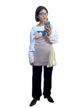 「古着」｜「アイテム（チュニック）」を使った、たかこさん（レディース・158cm）の秋コーディネート