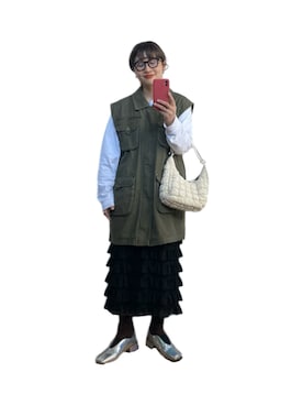 「ティアードスカート」｜「アイテム（パンプス）」を使った、たかこさん（レディース・158cm）の春コーディネート