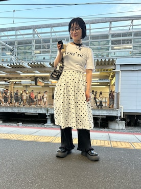 「アイテム（チョーカー）」を使った、たかこさん（レディース・158cm）の秋コーディネート