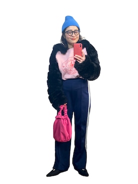 「SLOBE citron.（スローブシトロン）のアイテム（帽子）」を使った、たかこさん（レディース・158cm）の冬コーディネート