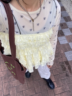 「SANSeLF（サンセルフ）のSe 2wayティアードフリルビスチェ【SANSeLF】sanwt24s002（その他トップス）」を使った、たかこさん（レディース・158cm）の秋コーディネート