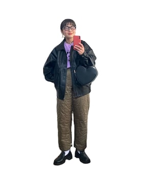 「メガネ女子」｜「アイテム（ジャケット/アウター）」を使った、たかこさん（レディース・158cm）の冬コーディネート