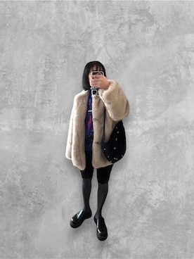 「アイテム（ノーカラーコート）」を使った、たかこさん（レディース・158cm）の冬コーディネート