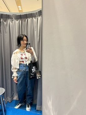 「SANSeLF（サンセルフ）の【SANSeLF】 Se metallic flat shoes sans1（パンプス、シルバー系）」を使った、たかこさん（レディース・158cm）の夏コーディネート