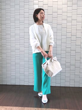 「サマーニット」｜「アイテム（ブルゾン）」を使った、iwaさん（レディース・159cm）の春コーディネート