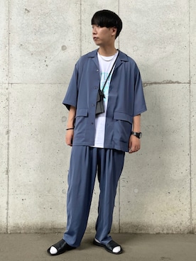 「JUNRED（ジュンレッド）のアイテム（バッグ）」を使った、BABAさん（メンズ・177cm）の夏コーディネート