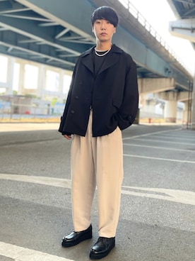 「ショートブルゾン」｜「アイテム（アクセサリー）」を使った、BABAさん（メンズ・177cm）の秋コーディネート