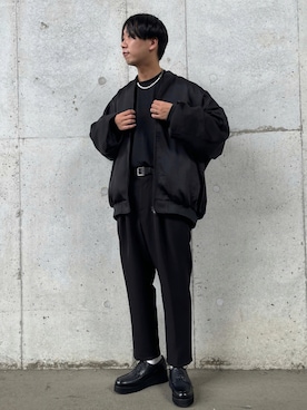 「JUNRED（ジュンレッド）のアイテム（MA-1）」を使った、BABAさん（メンズ・177cm）の秋コーディネート