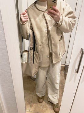 「tiptop（ティップトップ）のアイテム（ムートンコート）」を使った、てらさん（レディース・159cm）の冬コーディネート