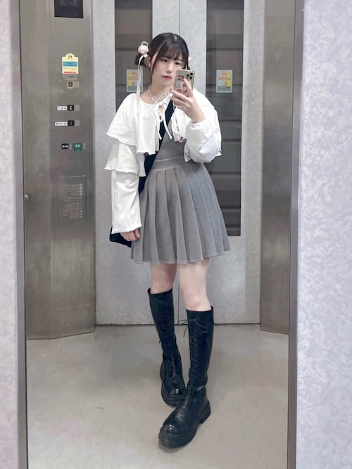 セール】紐づけフェイクレザー厚底ロングブーツ（ブーツ