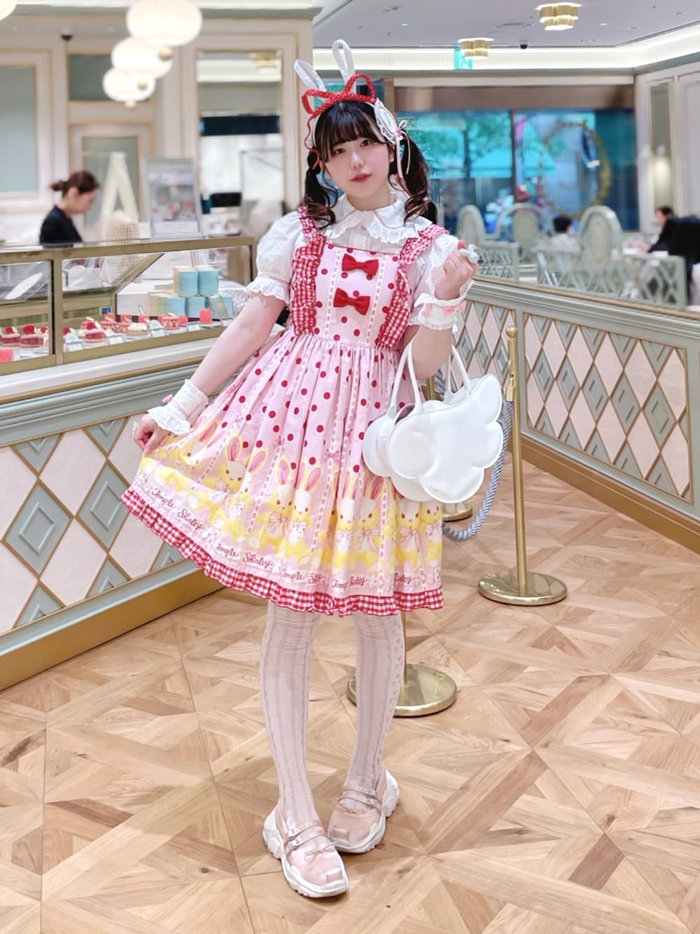 シャーリーテンプル くま ケーキ アップリケ ジャンパースカート