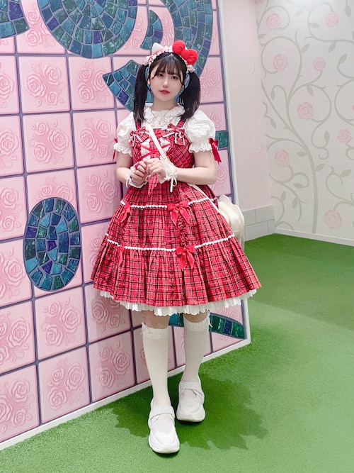 Angelic Pretty サロペット風 ジャンスカート Angelic Pretty / Fluffy Puff BunnyジャンパースカートSet 黒 Y