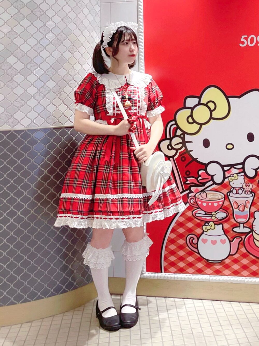 小能熊 ロリィタ タータンチェックワンピース 小能熊 ロリィタ 緑タータンチェック 半袖長袖 ワンピース