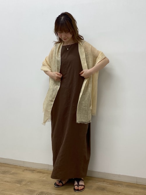 セール 登場から人気沸騰 麻混ノースリーブ後ろタックワンピース（ワンピース）｜Rouge ワンピース
