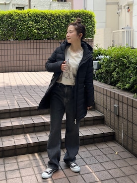「Pyrenex（ピレネックス）の【PYRENEX / ピレネックス】SPOUTNIC LONG SOFT 2 / スプートニックロングソフト2 / ダウンジャケット（ダウンジャケット/コート）」を使った、うっちーさん（レディース・157cm）の秋コーディネート