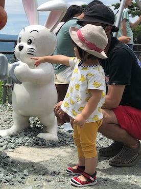「PETIT BATEAU（プチバトー）のアイテム（パンツ）」を使った、asa&mapleさん（キッズ・80cm）の夏コーディネート