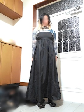 「総柄トップス」｜「アイテム（ワンピース/ドレス）」を使った、茶みこさん（レディース・165cm）の秋コーディネート