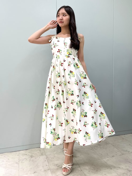 フルーツプリントキャミワンピース　ホワイト　0 フルーツプリントキャミワンピース（ワンピース